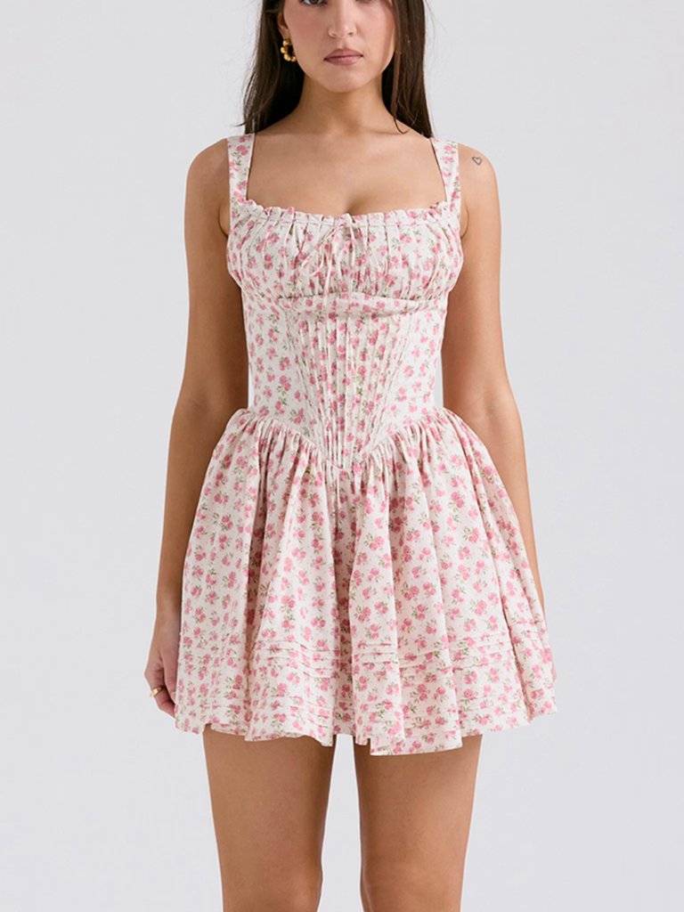 Nwt House Of Cb Natassia Floral Mini Sundress Size Medium (D/E - Cup)